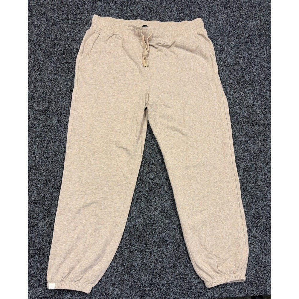 Barefoot Dreams Joggers Womens L Tan Malibu BDWMC20763 Cotton Modal Sweatpants